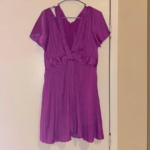 By Anthropologie Deep V-Neck Vibrant Mini Dress in Purple Size 10 New/Never worn